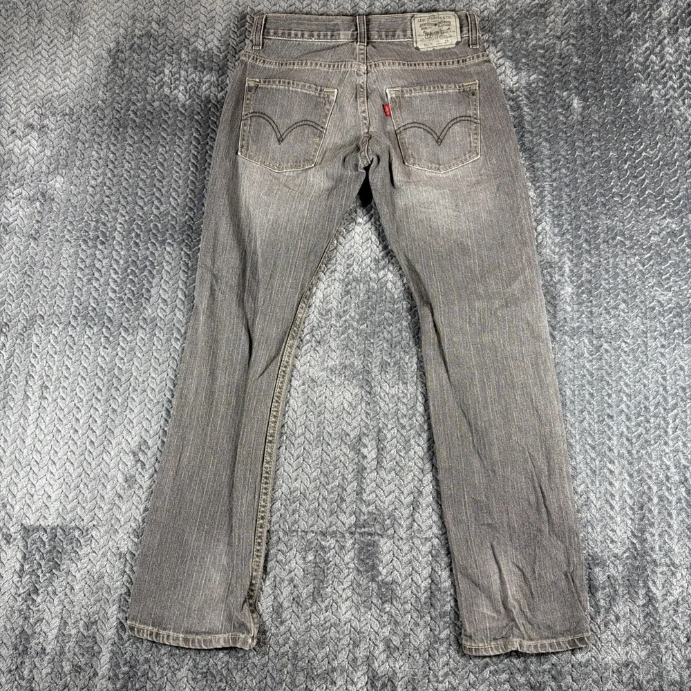 Levis 511‎ Jeans Mens 27x27 Grey Slim Fit Stretch Denim Mid Rise Distressed